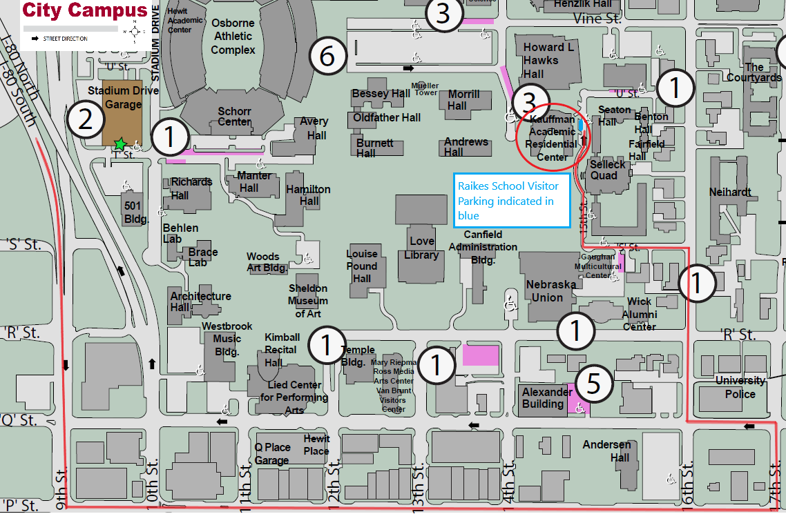 Map of directions to Kauffman Hall