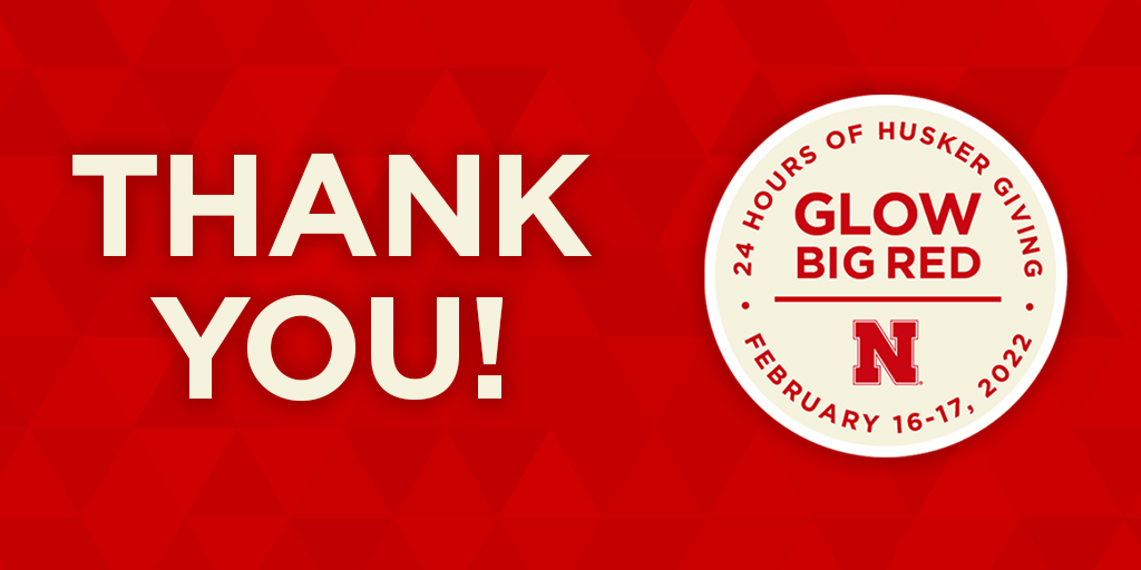 An image thanking everyone who donated to the school during the 24-hour Glow Big Red event.