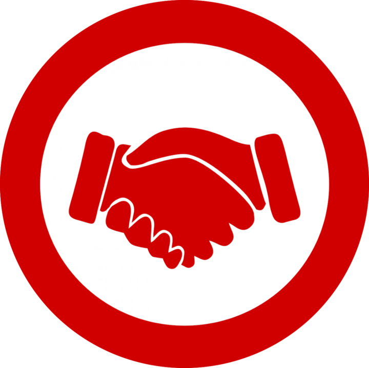 A graphic representing two hands engaging in a handshake.