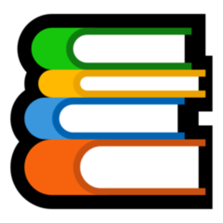 A graphic representing a stack of books.