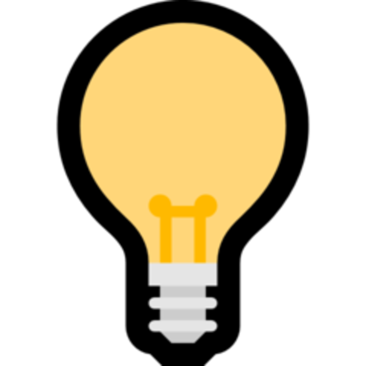 A graphic representing a light bulb.