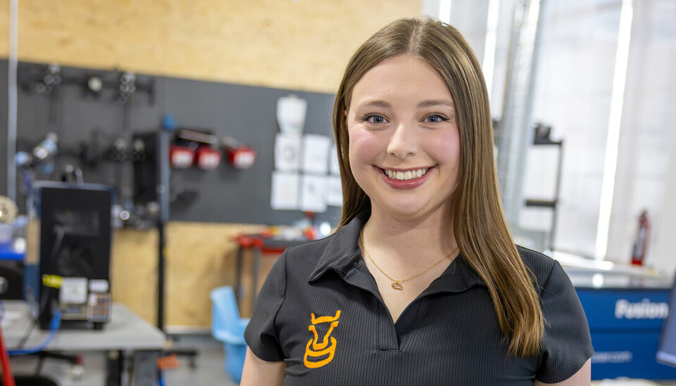 Brooke Bode is photographed in Nebraska Innovation Studio.