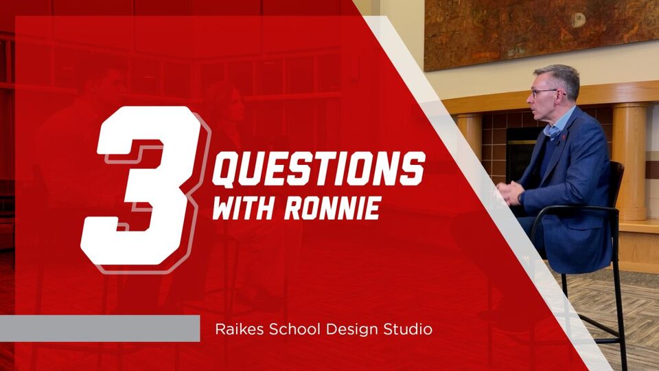 A graphic with the text "3 Questions with Ronnie".